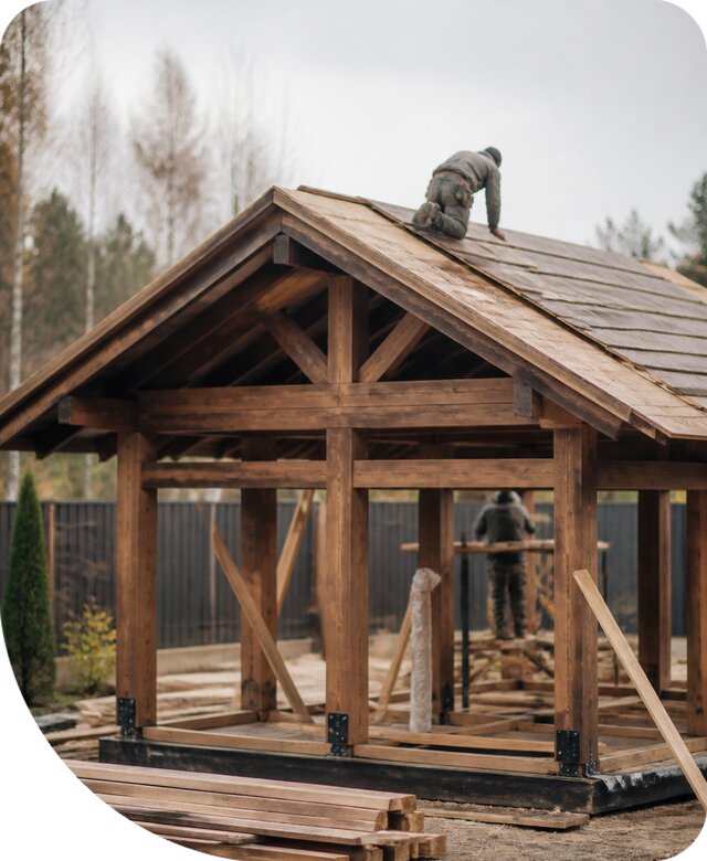Изготовление и монтаж беседки шале под ключ в Кимовске